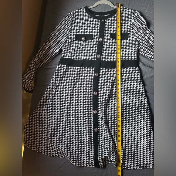 SHEIN Black and White A-Line Long Sleeve Dress Size XL - Picture 4 of 10